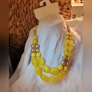 C established in 1946 Faux Amber Look Beaded Statement Necklace NWT